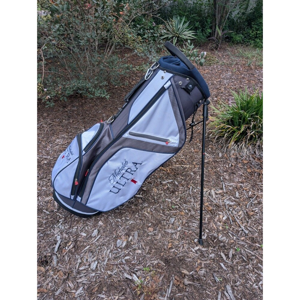 Michelob Ultra 14-Way Stand Golf Bag Blue/Gray/Black Nylon w/ Rain Cover